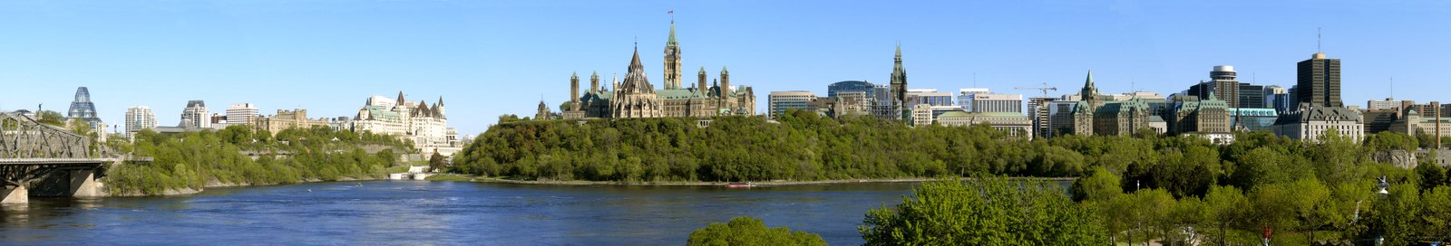 Ottawa Parliament Hill above the Ottawa River