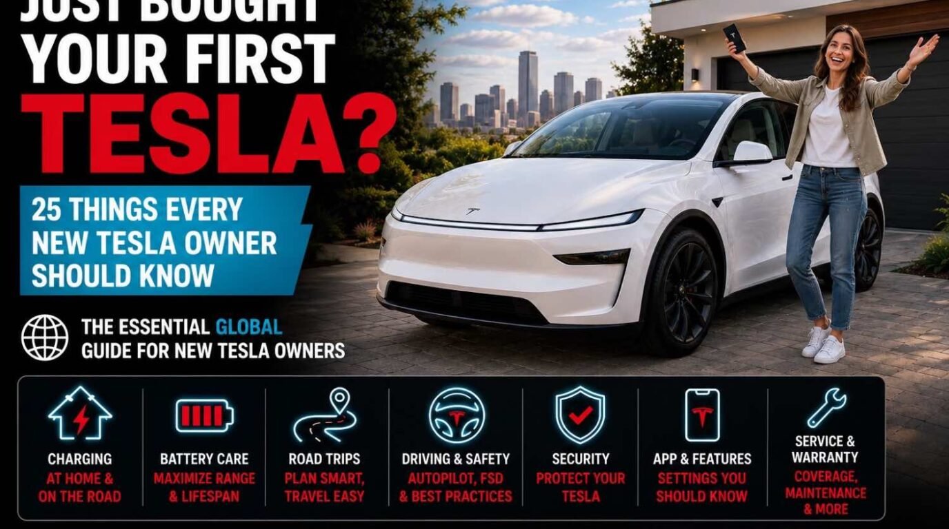 New Tesla owner guide with 25 essential tips for charging, battery care, road trips, safety, security and Tesla features